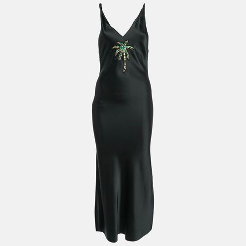 Palm Tree Embroidery Silk Raw Edges Maxi Dress M - The Attico - Modalova