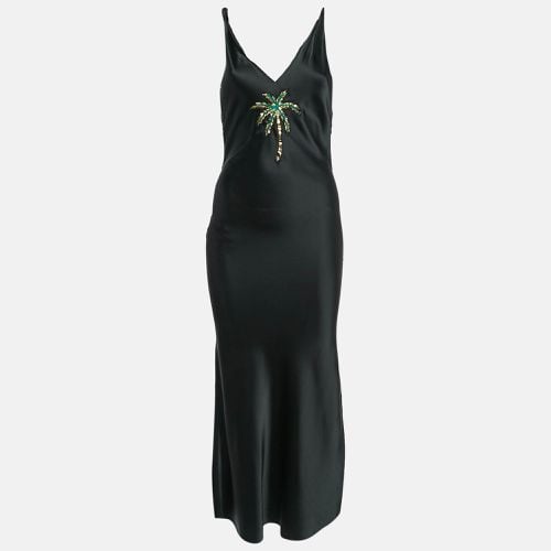 Palm Tree Embroidery Silk Raw Edges Maxi Dress S - The Attico - Modalova