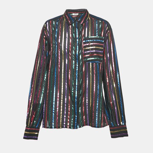 The Attico Black/Metallic Lurex Striped Crepe Shirt L - The Attico - Modalova