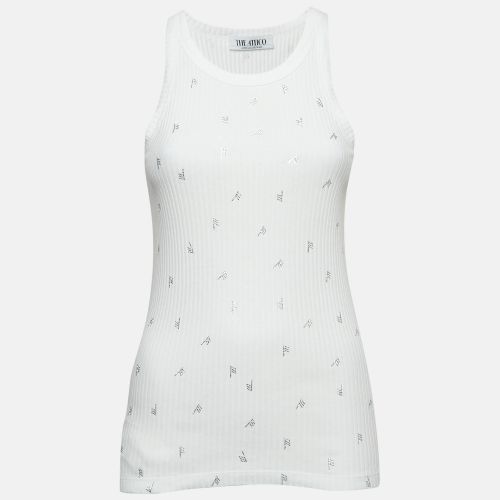 The Attico White F Rhinestone Rib Knit Tank Top M - The Attico - Modalova