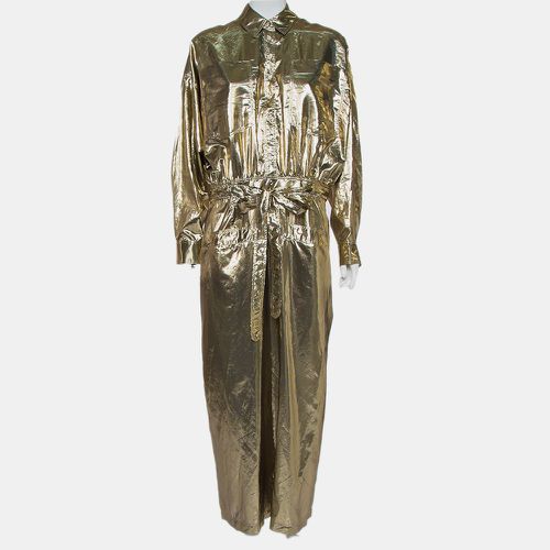 Attico Metallic Silk Belted Oversized Shirt Dress M - The Attico - Modalova