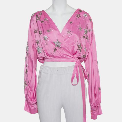 Attico Pink Satin Bead Embellished Wrap Blouse S - The Attico - Modalova