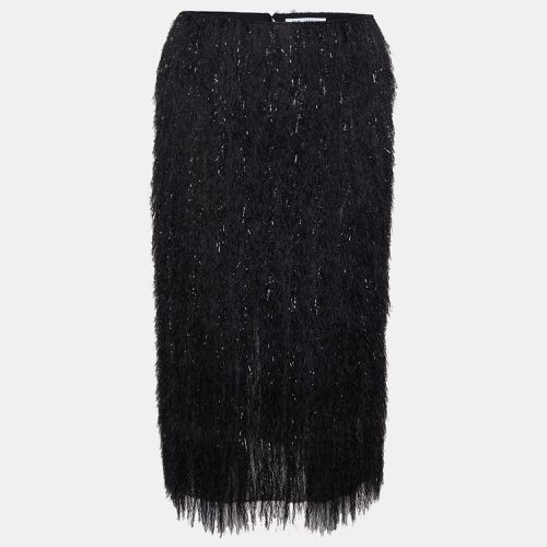 The Attico Black Fringed Midi Skirt S - The Attico - Modalova