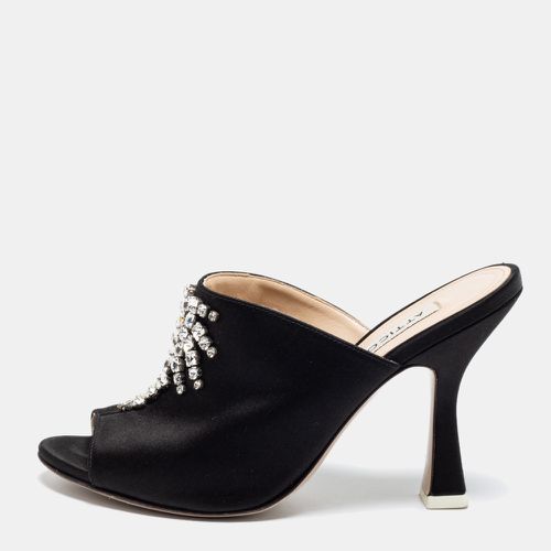 The Attico Black Satin Crystal Embellished Pamela Mules Size 37 - The Attico - Modalova