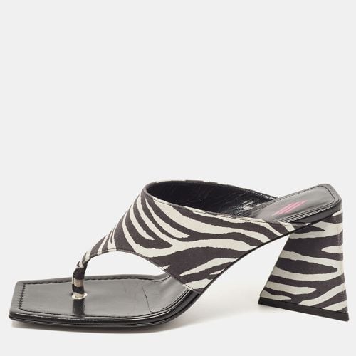 The Attico White/Black Suede Animal Print Block Heel Sandals Size 41 - The Attico - Modalova