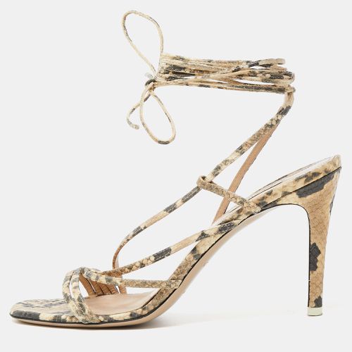 ATTICO Brown/Beige Python Embossed Leather Ankle Wrap Sandals Size 40 - The Attico - Modalova