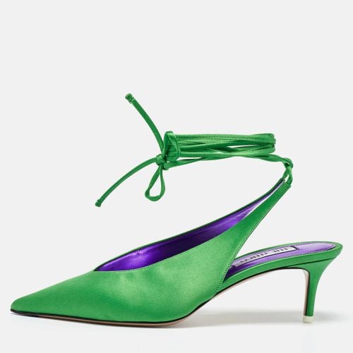 The Attico Green Satin Venus Ankle Wrap Pumps Size 39 - The Attico - Modalova