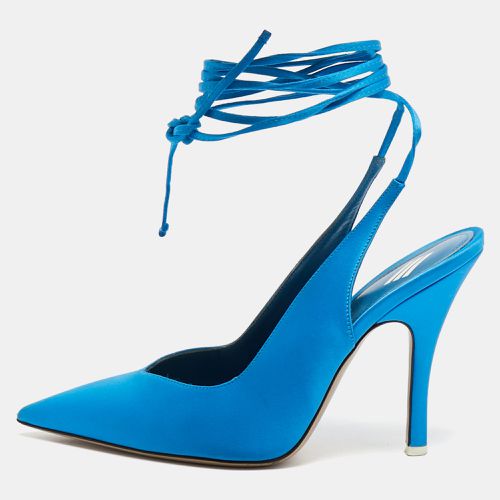 The Attico Blue Satin Pointed Toe Ankle Wrap Pumps Size 37.5 - The Attico - Modalova