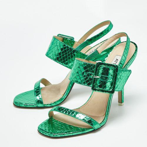 Python Embossed Leather Mariah Ankle Strap Sandals Size 39 - The Attico - Modalova