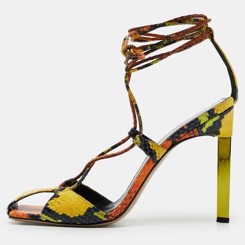 Adele Size 39 Python Embossed Leather Ankle Strap Sandals - The Attico - Modalova