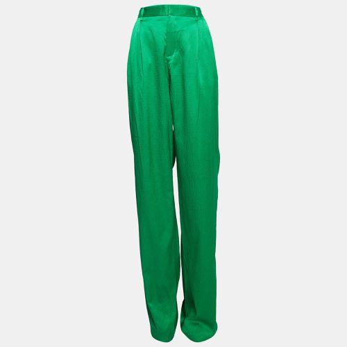 The Attico Green Satin Martellato Wide-Leg Pants M - The Attico - Modalova