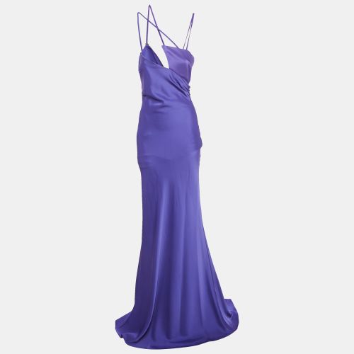 The Attico Vivid Violet Satin Melva Long Dress M - The Attico - Modalova