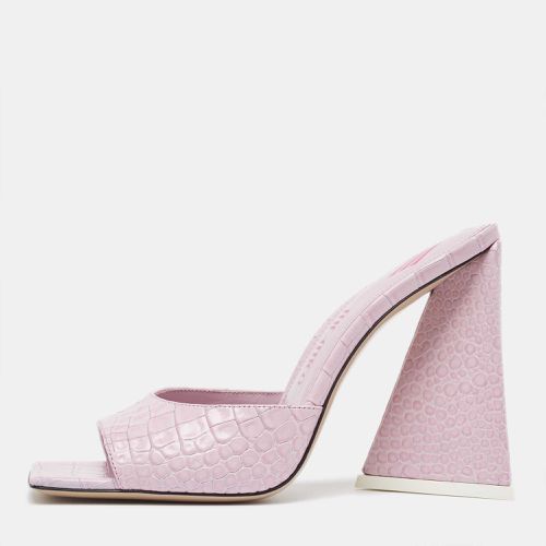 The Attico Lilac Croc Embossed Leather Devon Slide Sandals Size 38 - The Attico - Modalova