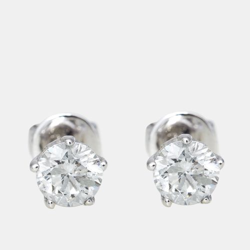 K White Gold 0.9 ct Diamond Earrings - The Diamond Edit - Modalova