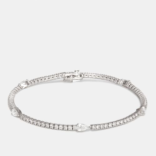 K Gold Pear Shape and Round Diamonds 2.62 cts Elegant Tennis Bracelet - The Diamond Edit - Modalova