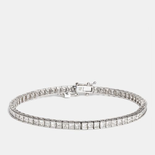 Elegant Princess Cut Diamond 6.76 ct 18k White Gold Tennis Bracelet - The Diamond Edit - Modalova