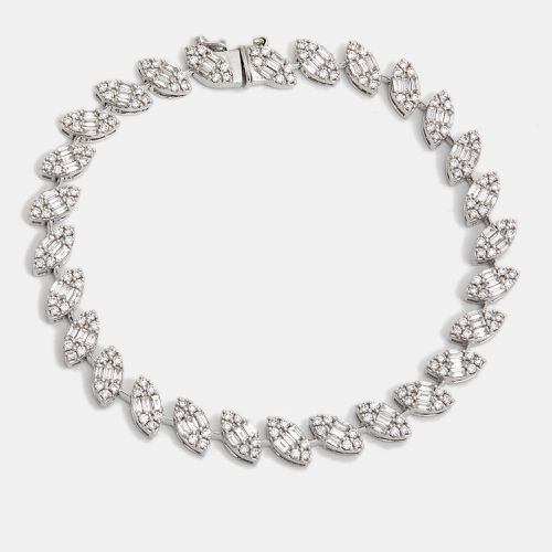 Elegant Baguette and Round Diamonds 2.64 cts 18k White Gold Bracelet - The Diamond Edit - Modalova