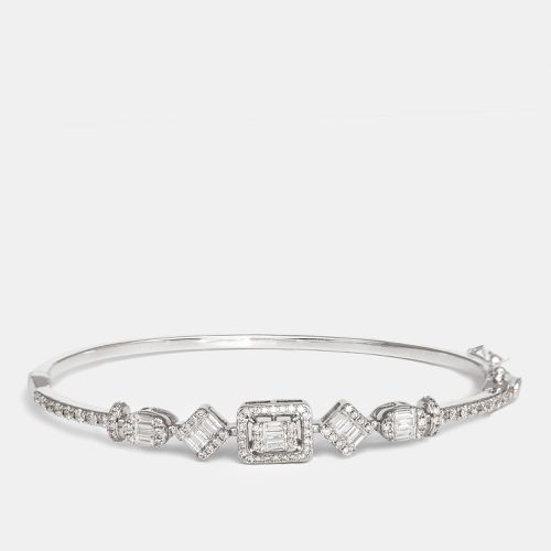 Classy Baguette and Round Diamonds 1.31 ct 18k White Gold Bracelet 16.5 - The Diamond Edit - Modalova