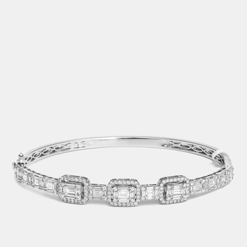 Classy Baguette and Round Diamond 2.07 ct 18k White Gold Bracelet 17 - The Diamond Edit - Modalova