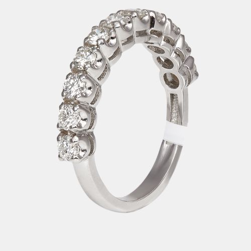 Classic Round Diamond 0.87 ct 18k White Gold Half Eternity Wedding Ring Size 54 - The Diamond Edit - Modalova