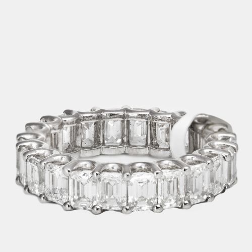 Elegant Emerald Cut Diamond 5.82 cts 18k White Gold Eternity Ring Size 54 - The Diamond Edit - Modalova