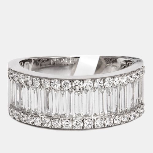 Classic Baguette Round Diamond 1.45 ct 18k White Gold Ring Size 54 - The Diamond Edit - Modalova