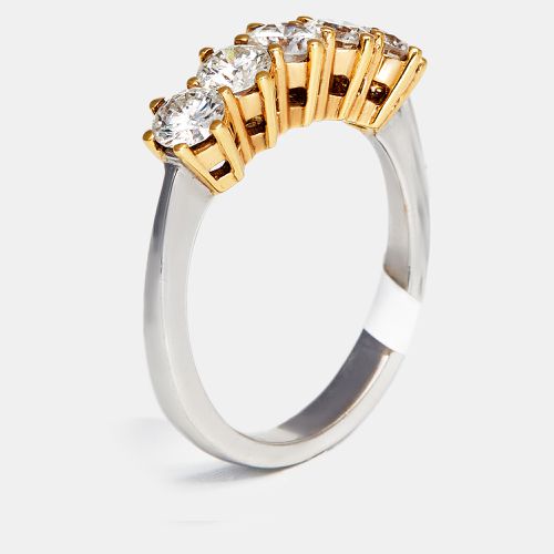 Five Stone Round Diamond 1.60 ct 18k Two Tone Gold Half Eternity Ring Size 54 - The Diamond Edit - Modalova