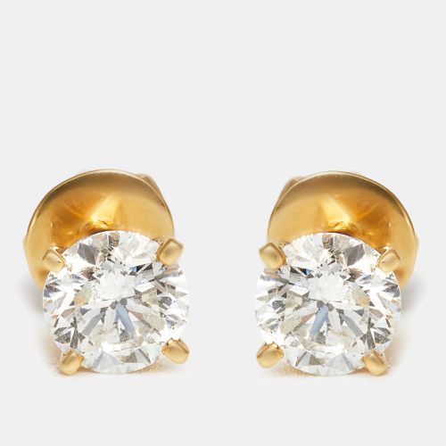 Daily Wear Elegant Solitaire Diamonds (0.78 ct) 18k Yellow Gold Stud Earrings - The Diamond Edit - Modalova