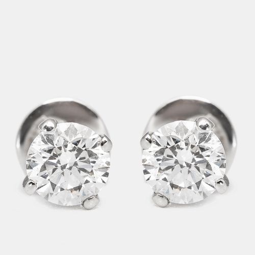 Daily Wear Elegant Solitaire Diamonds (0.65 ct) 18k White Gold Stud Earrings - The Diamond Edit - Modalova