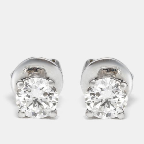 Daily Wear Elegant Solitaire Diamonds (0.60 ct) 18k White Gold Stud Earrings - The Diamond Edit - Modalova