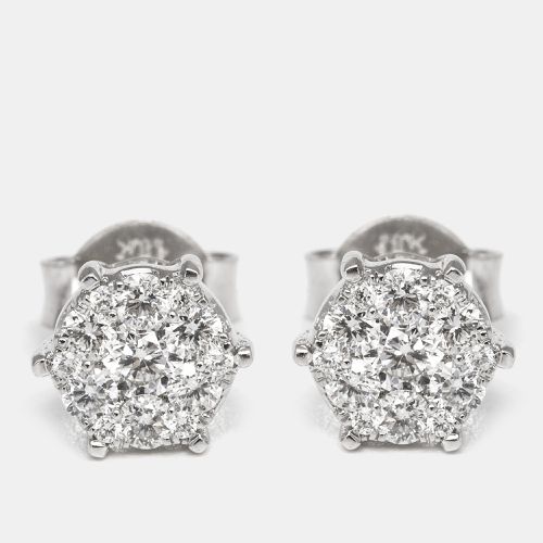 Round 18k White Gold Diamond 0.49 ct Stud Earrings - The Diamond Edit - Modalova