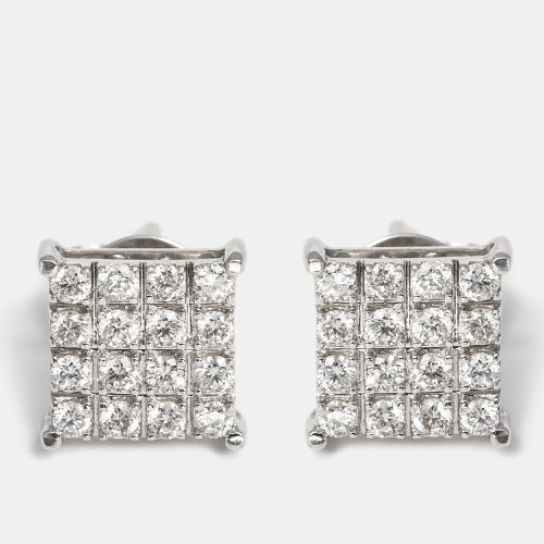 Square 18k Gold Diamond 0.36 cts Stud Earrings - The Diamond Edit - Modalova