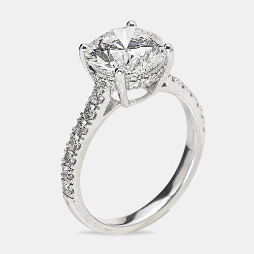 K Gold Round Brilliant Lab Grown Diamonds Ring (Approx 3.50 cts) - The Diamond Edit - Modalova