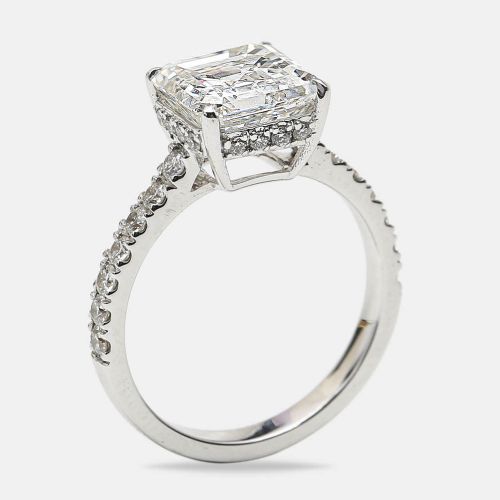 K Gold Asscher Cut, Round Brilliant Lab Grown Diamonds Ring (Approx 3.80 cts) - The Diamond Edit - Modalova