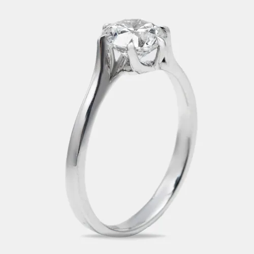 Cts Round Brilliant Lab Grown Diamond 18k White Gold Ring Size 50 - The Diamond Edit - Modalova