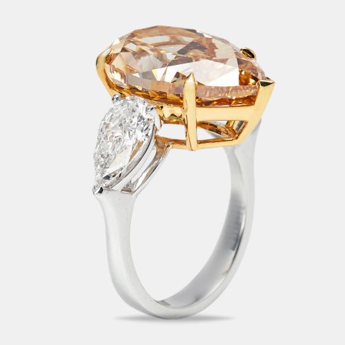 Cts Orange Pear Lab Grown Diamond 18k Two Tone Gold Ring Size 52 - The Diamond Edit - Modalova