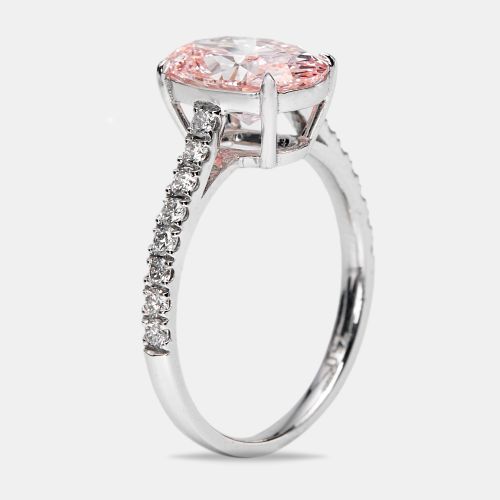 Cts Pink Oval and Round Lab Grown Diamond 18k White Gold Ring Size 51 - The Diamond Edit - Modalova