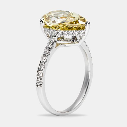 Cts Yellow Pear and Round Lab Grown Diamond 18k White Gold Ring Size 52 - The Diamond Edit - Modalova