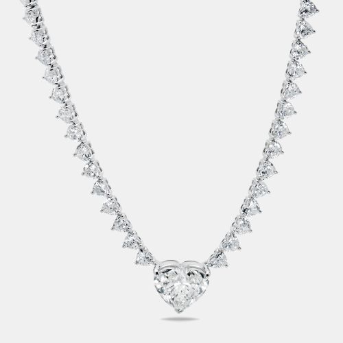 Cts Heart Brilliant Lab Grown Diamond 18k White Gold Necklace (Center 5 cts) - The Diamond Edit - Modalova