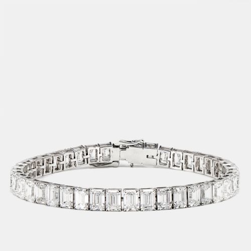 Cts Emerald Step Cut Lab Grown Diamonds 18k White Gold Tennis Bracelet - The Diamond Edit - Modalova