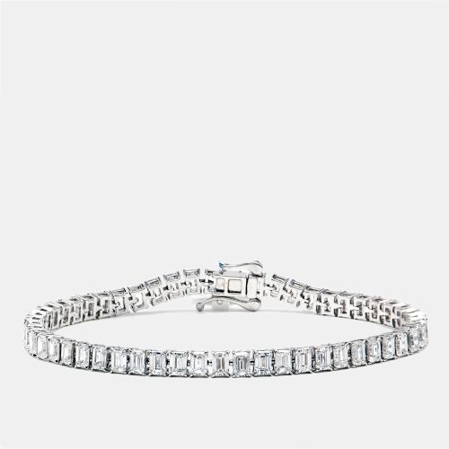 Cts Emerald Step Cut Lab Grown Diamonds 18k White Gold Tennis Bracelet - The Diamond Edit - Modalova