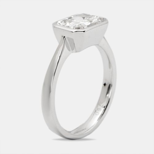 Cts Radiant Cut Lab Grown Diamond 18k White Gold Ring Size 51 - The Diamond Edit - Modalova