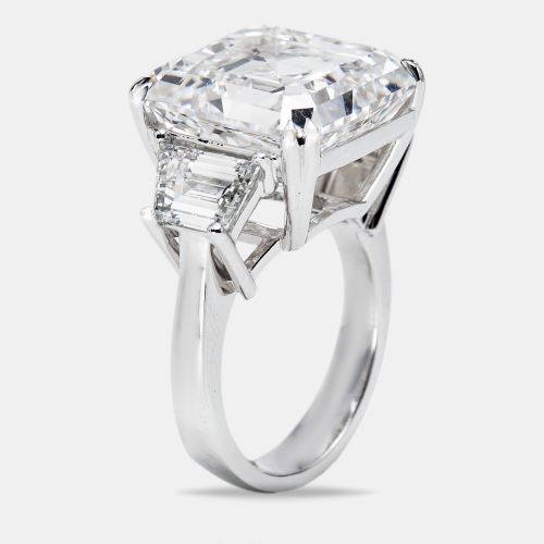 Cts Asscher Cut and Trapezoid Lab Grown Diamond 18k White Gold Ring Size 53 - The Diamond Edit - Modalova