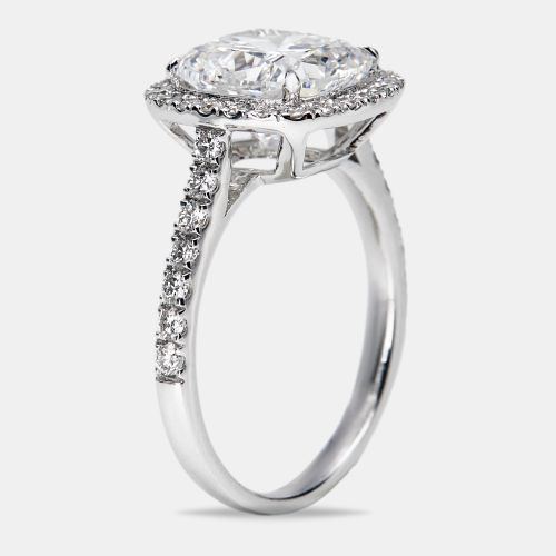 Cts Cushion Cut and Round Lab Grown Diamond 18k White Gold Ring Size 53 - The Diamond Edit - Modalova