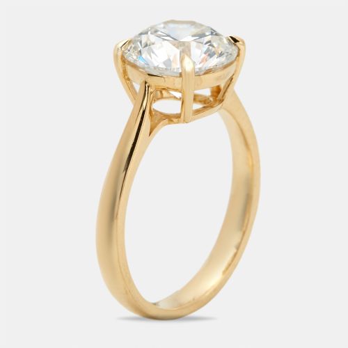 Cts Round Brilliant Lab Grown Diamond 18k Yellow Gold Ring Size 53 - The Diamond Edit - Modalova