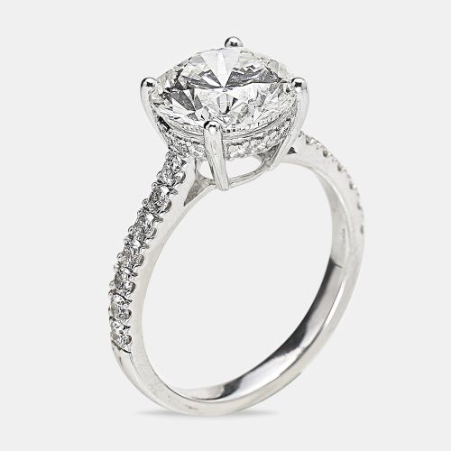 Cts 18k White Gold Round Brilliant Lab Grown Diamonds Ring Size 54 - The Diamond Edit - Modalova