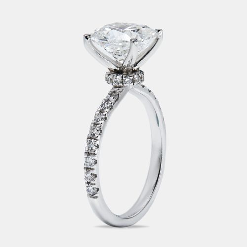 Cts Cushion Round Cut 18k White Gold Lab Grown Diamonds Ring Size 54 - The Diamond Edit - Modalova