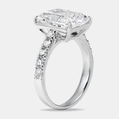 Cts Radiant and Round Lab Grown Diamond 18k White Gold Ring Size 52 - The Diamond Edit - Modalova