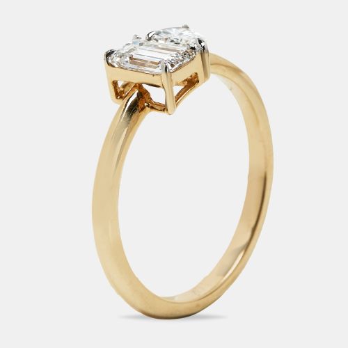 Cts Emerald Cut and Pear Lab Grown Diamond 18k Gold Ring Size 54 - The Diamond Edit - Modalova