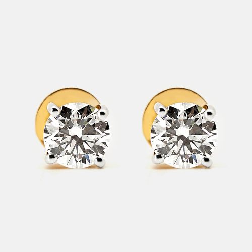 Cts Round Brilliant Cut 18k Yellow Gold Lab Grown Diamonds Earrings - The Diamond Edit - Modalova